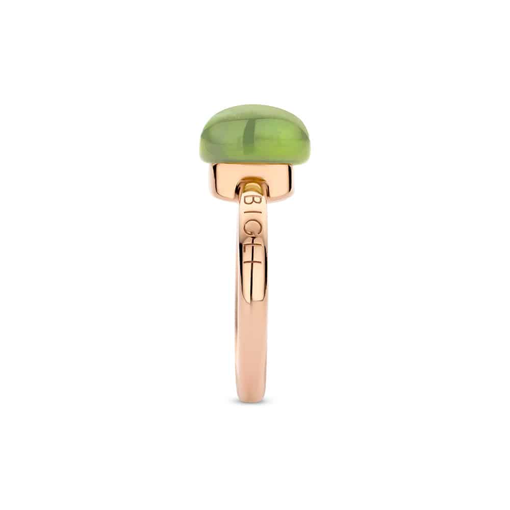 18kt rose golden Mini Sweety ring with green amethyst and green tourmaline, finished with our 0.02ct signature diamond