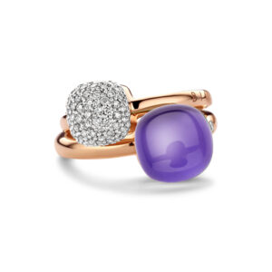 mini sweety set rings with amethyst and white diamonds