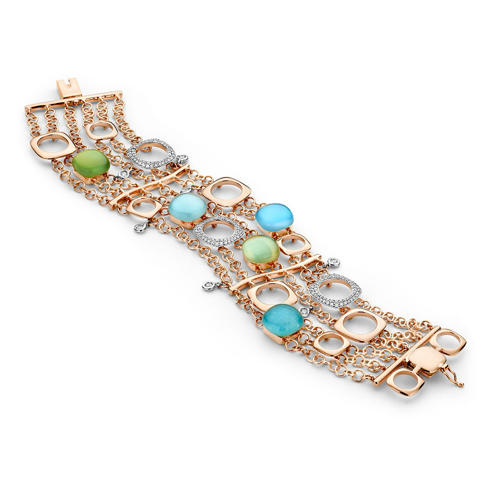 Mini Sweet x Elements Bracelet with colorstones and diamonds, made in 18kt rose gold