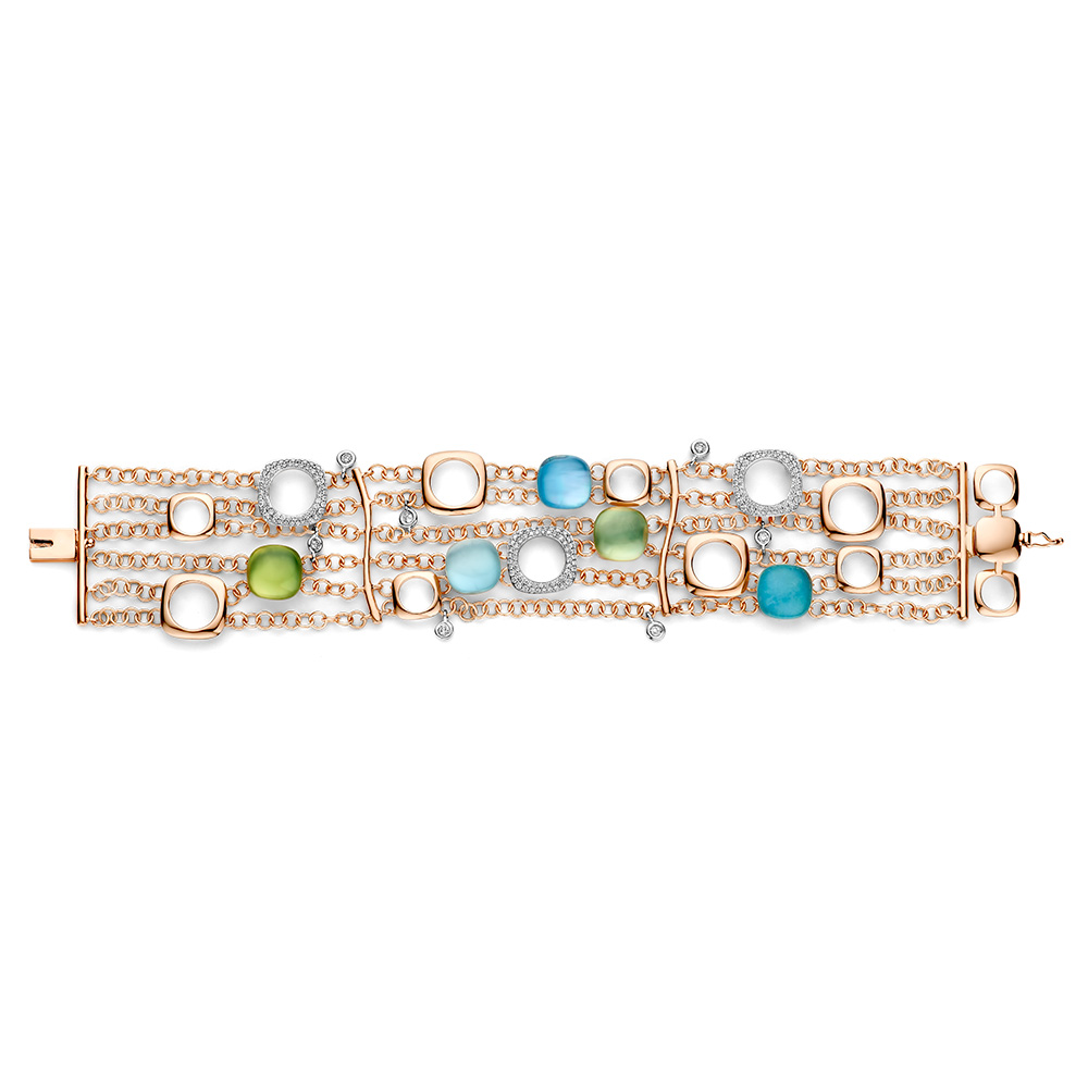 Mini Sweet x Elements Bracelet with colorstones and diamonds, made in 18kt rose gold