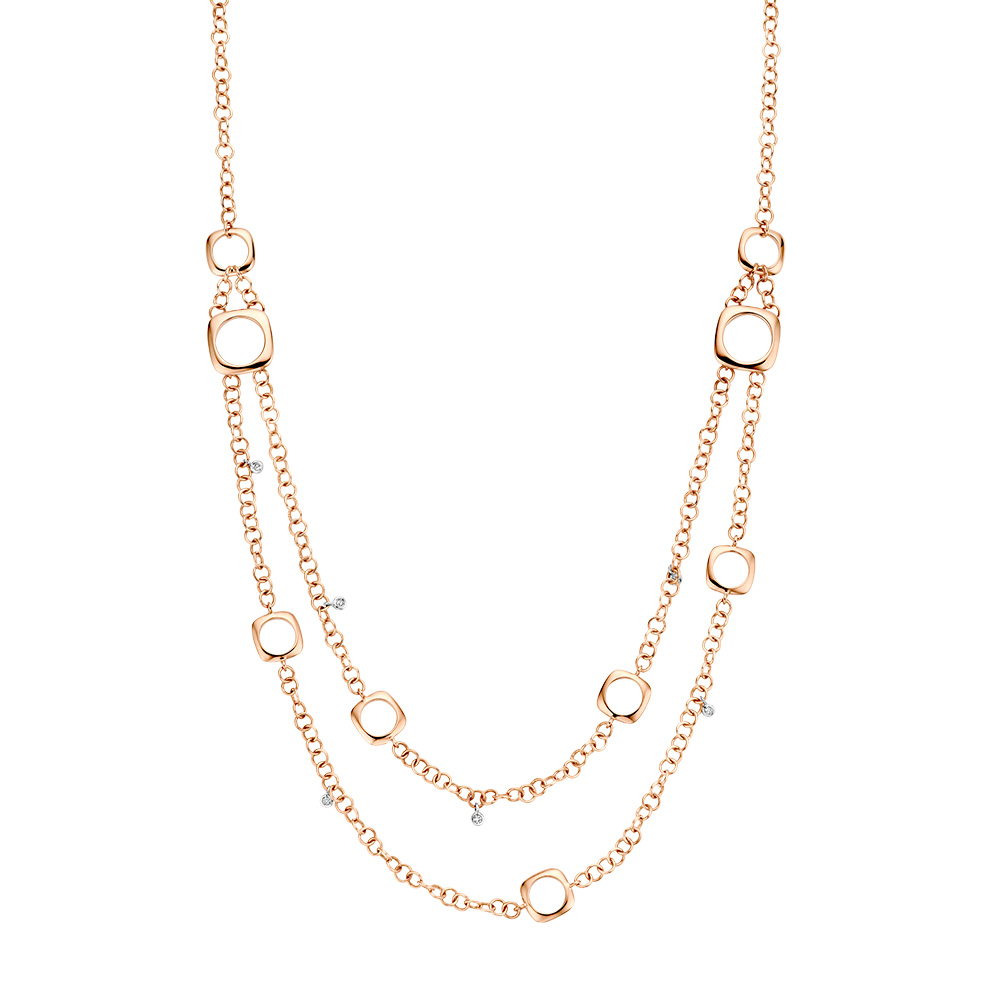 Elements necklace made with 18kt rose gold and white diamonds