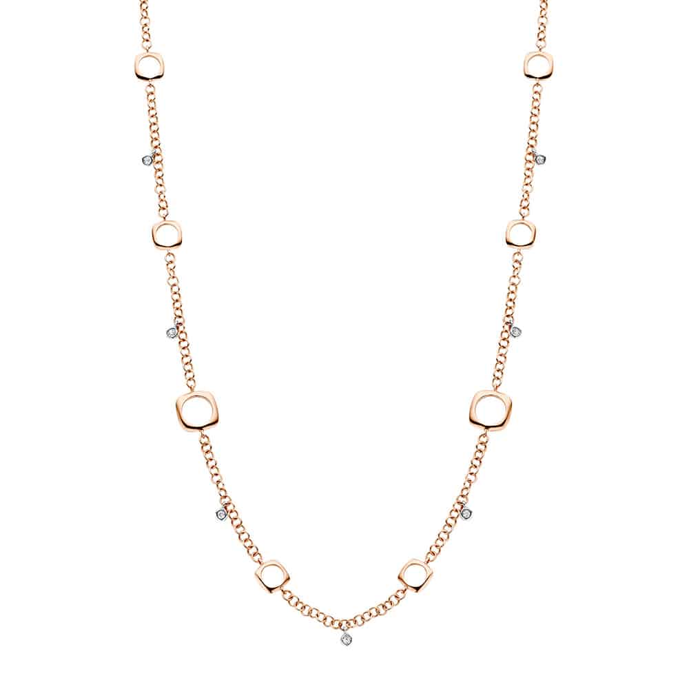 Elements necklace made with 18kt rose gold and white floating diamonds