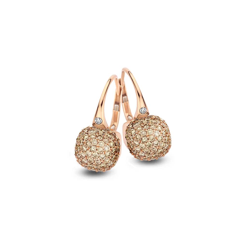 18kt rose golden Mini Sweety earrings piccolo with 1,58ct brown diamond