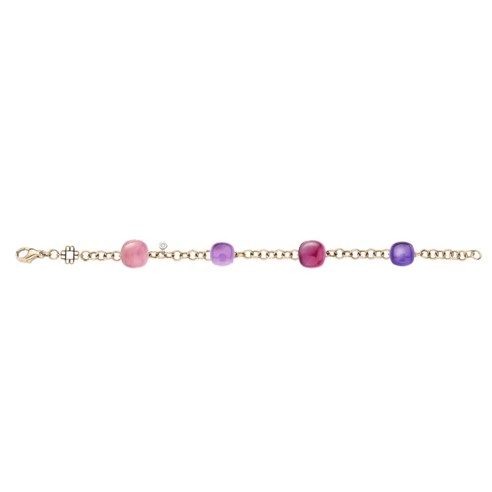 Mini Sweety Bracelet with amethyst, lapis, ruby and mother of pearl finished with 0.02ct in rose gold